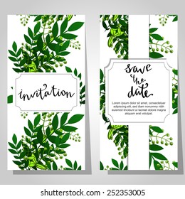 Set of invitations with floral background