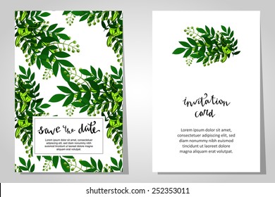 Set of invitations with floral background