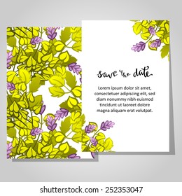Set of invitations with floral background