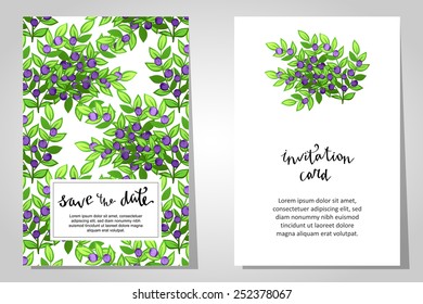 Set of invitations with floral background