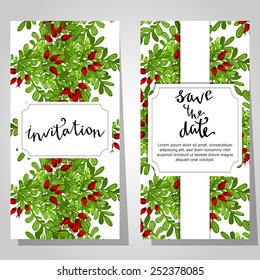Set of invitations with floral background