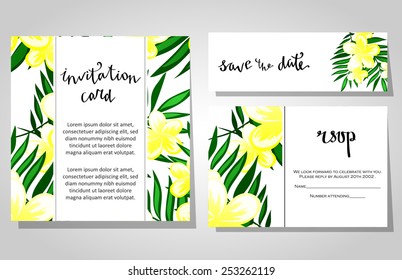 Set of invitations with floral background