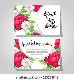 Set of invitations with floral background