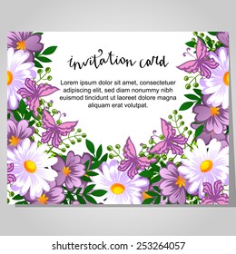 Set of invitations with floral background