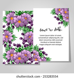 Set of invitations with floral background