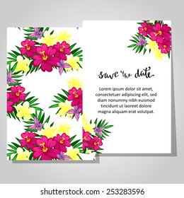 Set of invitations with floral background