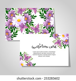 Set of invitations with floral background