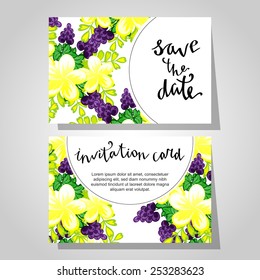 Set of invitations with floral background