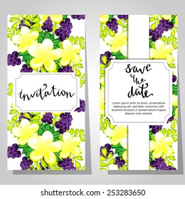 Set of invitations with floral background