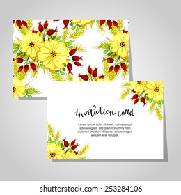 Set of invitations with floral background