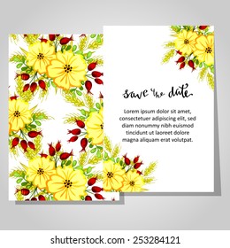 Set of invitations with floral background