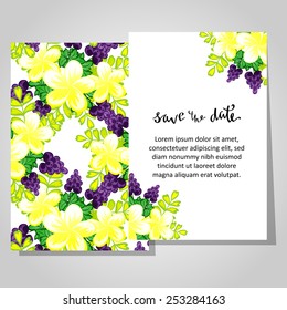 Set of invitations with floral background