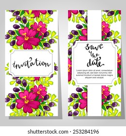 Set of invitations with floral background
