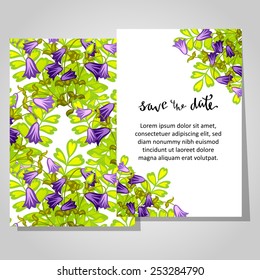 Set of invitations with floral background