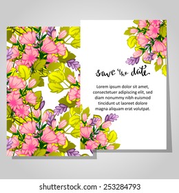 Set of invitations with floral background