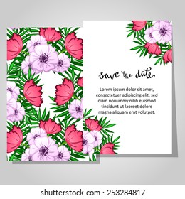 Set of invitations with floral background