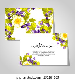Set of invitations with floral background