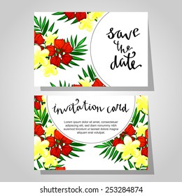 Set of invitations with floral background