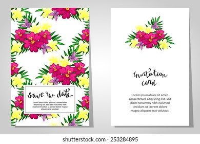 Set of invitations with floral background