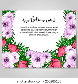 Set of invitations with floral background