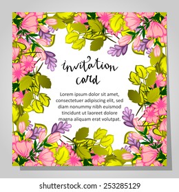 Set of invitations with floral background