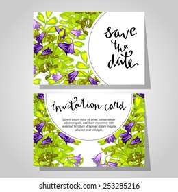 Set of invitations with floral background