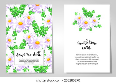 Set of invitations with floral background