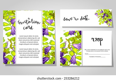 Set of invitations with floral background