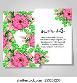 Set of invitations with floral background Set of invitations with floral background