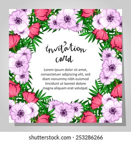 Set of invitations with floral background