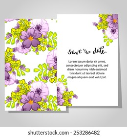 Set of invitations with floral background