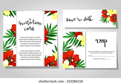 Set of invitations with floral background