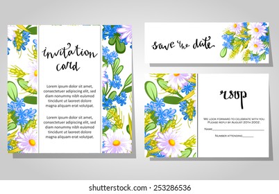 Set of invitations with floral background