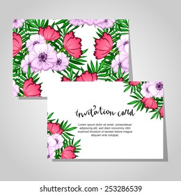 Set of invitations with floral background