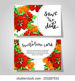 Set of invitations with floral background
