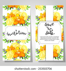 Set of invitations with floral background