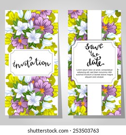 Set of invitations with floral background