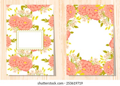 Set of invitations with floral background