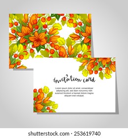 Set of invitations with floral background