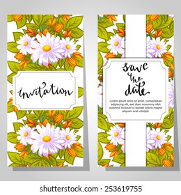 Set of invitations with floral background