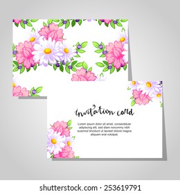 Set of invitations with floral background