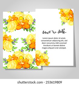 Set of invitations with floral background