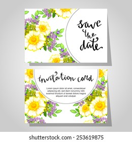 Set of invitations with floral background Set of invitations with floral background