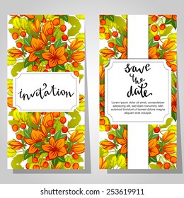 Set of invitations with floral background