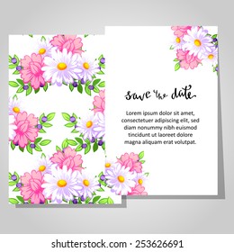 Set of invitations with floral background