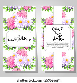 Set of invitations with floral background