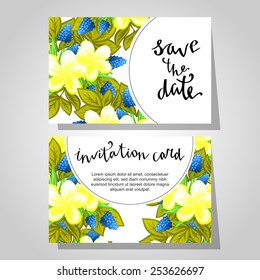 Set of invitations with floral background
