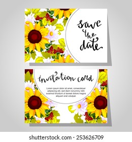 Set of invitations with floral background