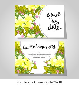 Set of invitations with floral background