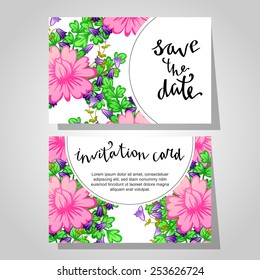 Set of invitations with floral background